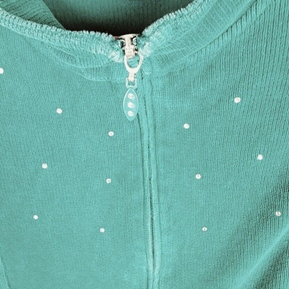 Koret Sport Women's Jacket PXL Green Corderoy with Rhinestones Side Pockets - Picture 3 of 9